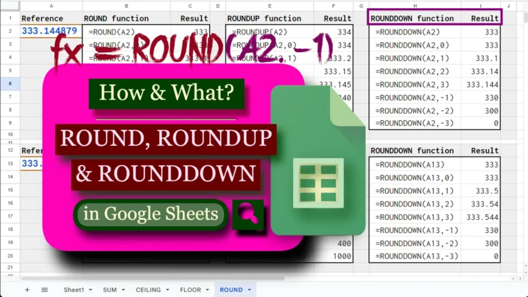 ROUND, ROUNDUP AND ROUNDDOWN FUNCTION IN GOOGLE SHEETS OR EXCEL