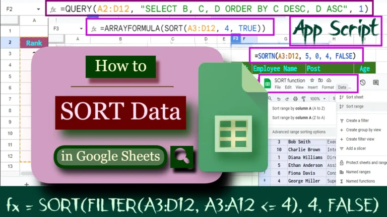 06 Easy way to SORT data in Google Sheets