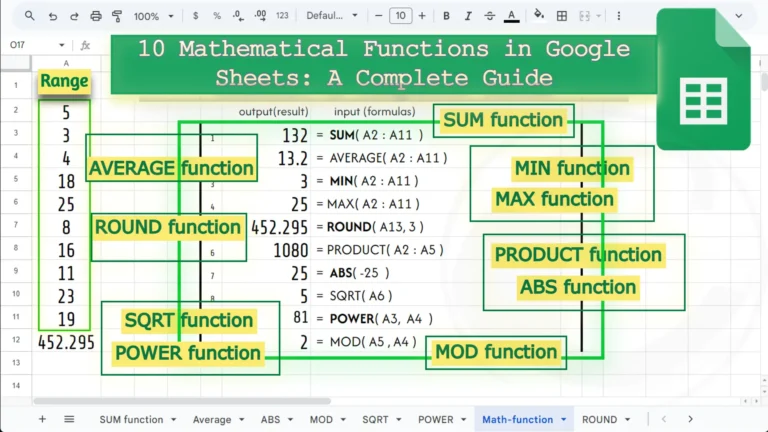 10 Mathematical Functions Google Sheets