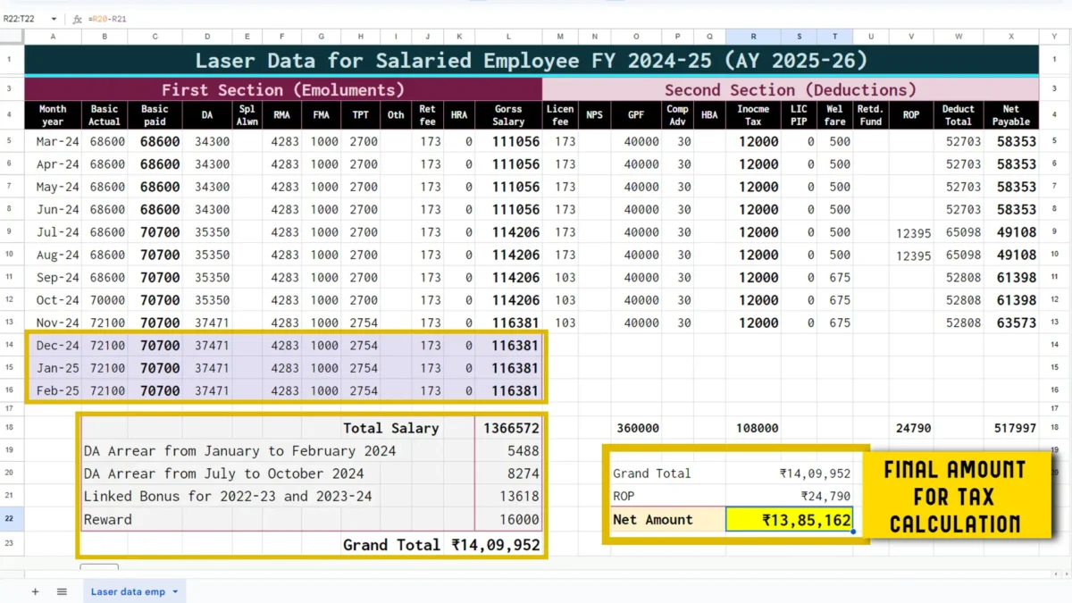 How maintain the tax for a salary employee